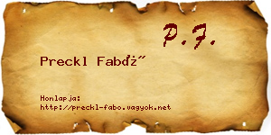 Preckl Fabó névjegykártya